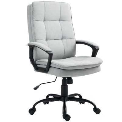 HOMCOM Scaun de Birou Ergonomic cu Spătar Înalt, Înălțime Reglabilă, Funcție de Leagăn și Brațe, 63x70x102-112 cm, Gri | Aosom Romania