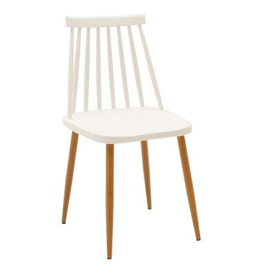 Scaun Aurora plastic alb - picior culoare lemn natural 43x48x79cm