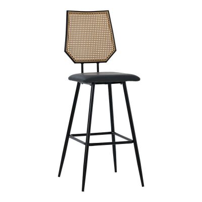 Scaun de bar Model Camilla, Negru/Natur, 47.5x58x117 cm