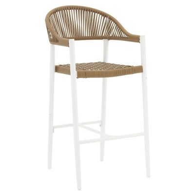 Scaun de bar Model Kerr, Natur/Alb, 51x57x110 cm