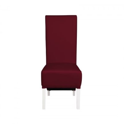 Scaun living VANESSA, picioare lemn alb, piele ecologica bordo, 47x60x110 cm