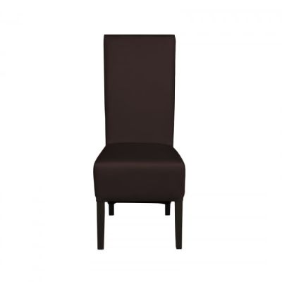 Scaun living VANESSA, picioare lemn wenge, piele ecologica maro inchis, 47x60x110 cm