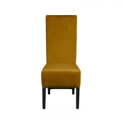 Scaun living VANESSA, picioare lemn wenge, stofa galben, 47x60x110 cm