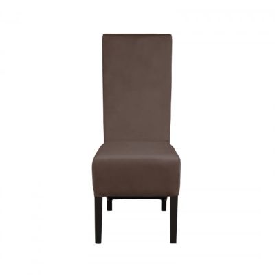 Scaun living VANESSA, picioare lemn wenge, stofa maro, 47x60x110 cm