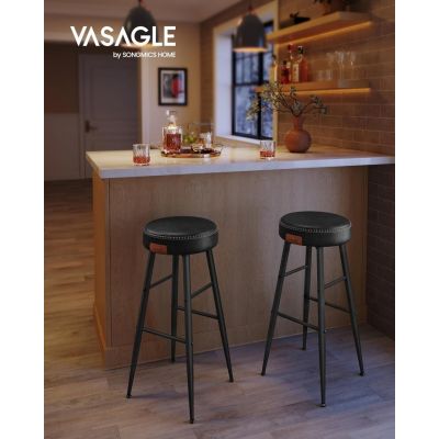 Set 2 scaune de bar Model Emberly, Negru, 51.6x51.6x75 cm