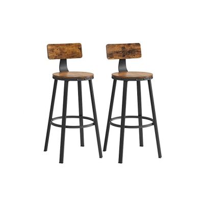 Set 2 scaune de bar Model Sunny, Maro Rustic/Negru, 54x54x99 cm