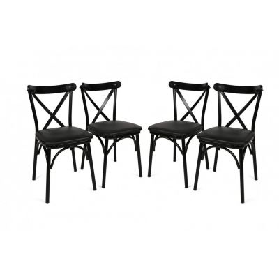 Set 4 scaune Model Ekol, Negru, 42x40x81 cm