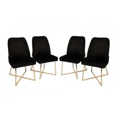 Set 4 scaune Model Madrid, Negru/Gri/Auriu, 50x49x90 cm