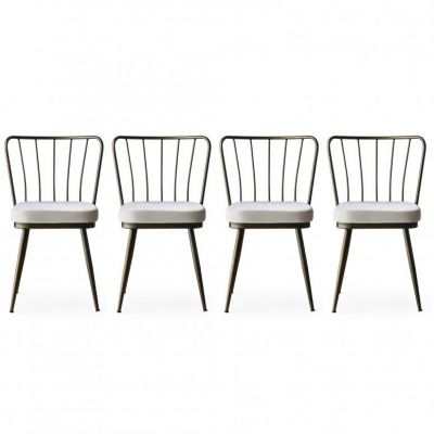 Set 4 scaune Model Star, Cupru/Alb, 43x42x82 cm