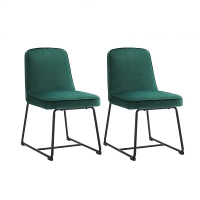 Set de 2 scaune de sufragerie din catifea, scaun tapițat cu spătar pentru sufragerie/living, 46x45x81,5 cm, Verde