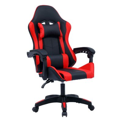 Scaun de gaming William piele ecologica negru - rosu