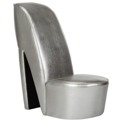 Gossi scaun, design toc inalt, argintiu, piele ecologica la reducere Gossi scaun, design toc inalt, argintiu, piele ecologica la reducere
