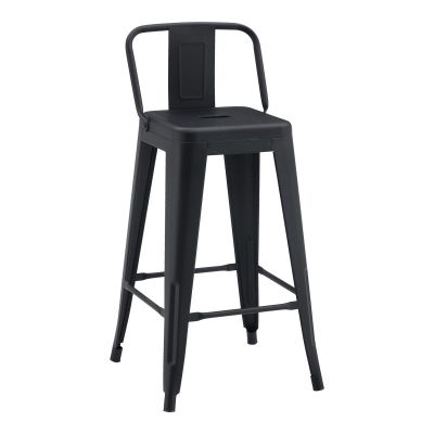 Taburet cu spătar de înălțime medie Utopia din metal Negru pakoworld 42x42x86cm 42x42 Taburet cu spătar de înălțime medie Utopia din metal Negru pakoworld 42x42x86cm 42x42
